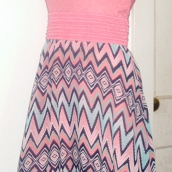🥊#38 Native Print Strapless A-line Dress - Picture 2 of 3